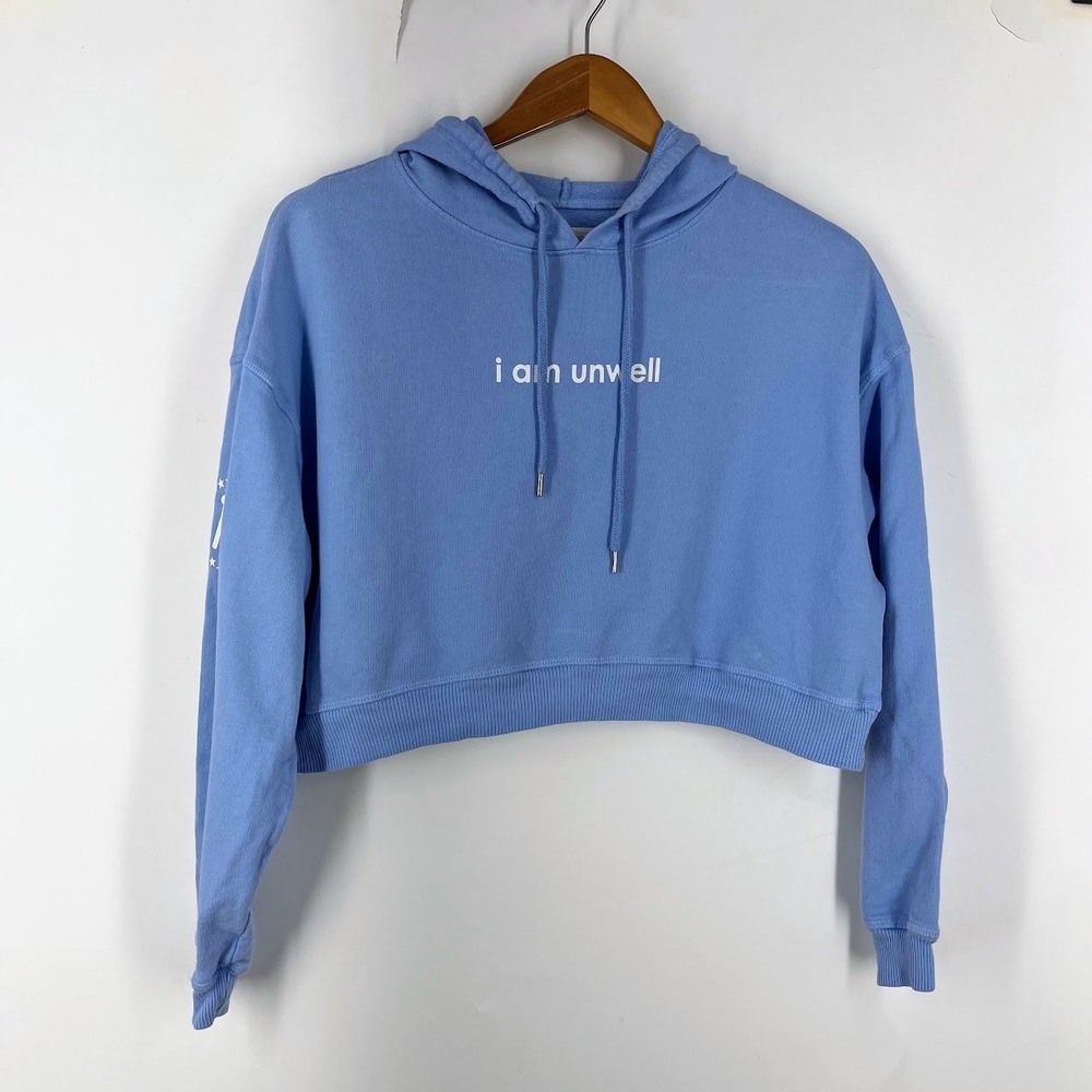 Call Her Daddy I Am Unwell Cropped Hoodie Blue Barstool Sports Size M